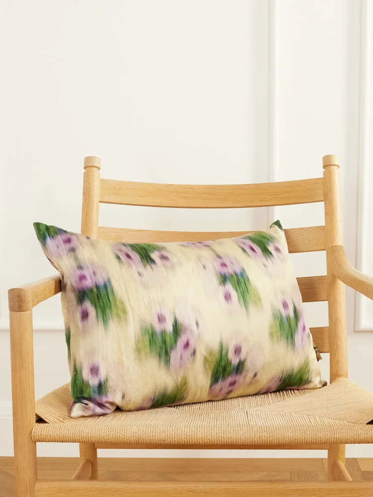 Ottilia floral-print metallic woven cushion