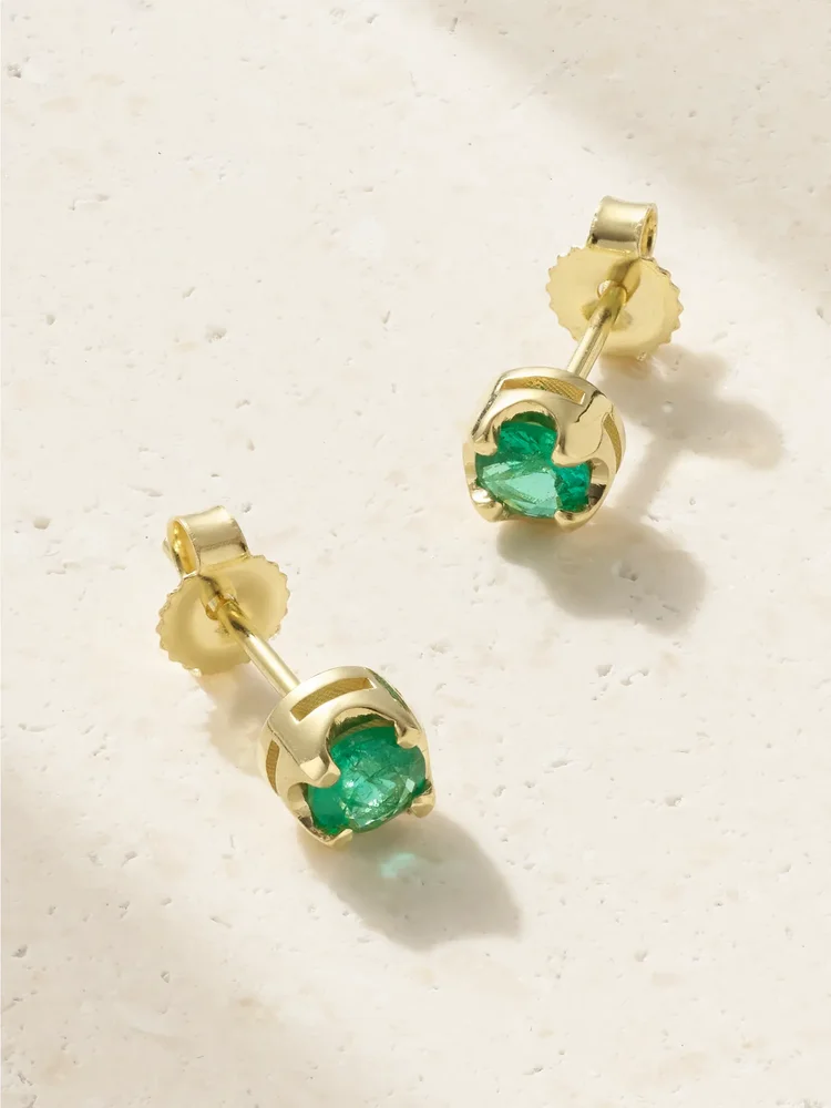 Small Illusion 18-karat gold emerald earrings