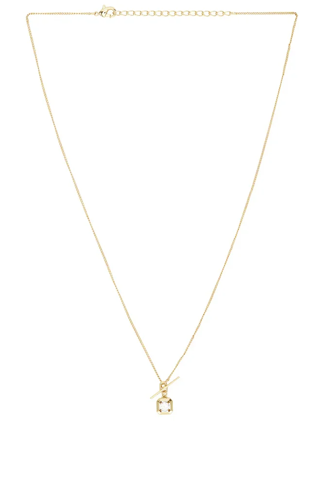 Square Solitaire Stone Toggle Charm Necklace