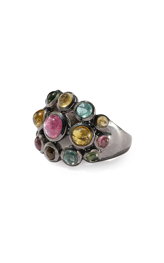 Dot Dome Sterling Silver Tourmaline Ring