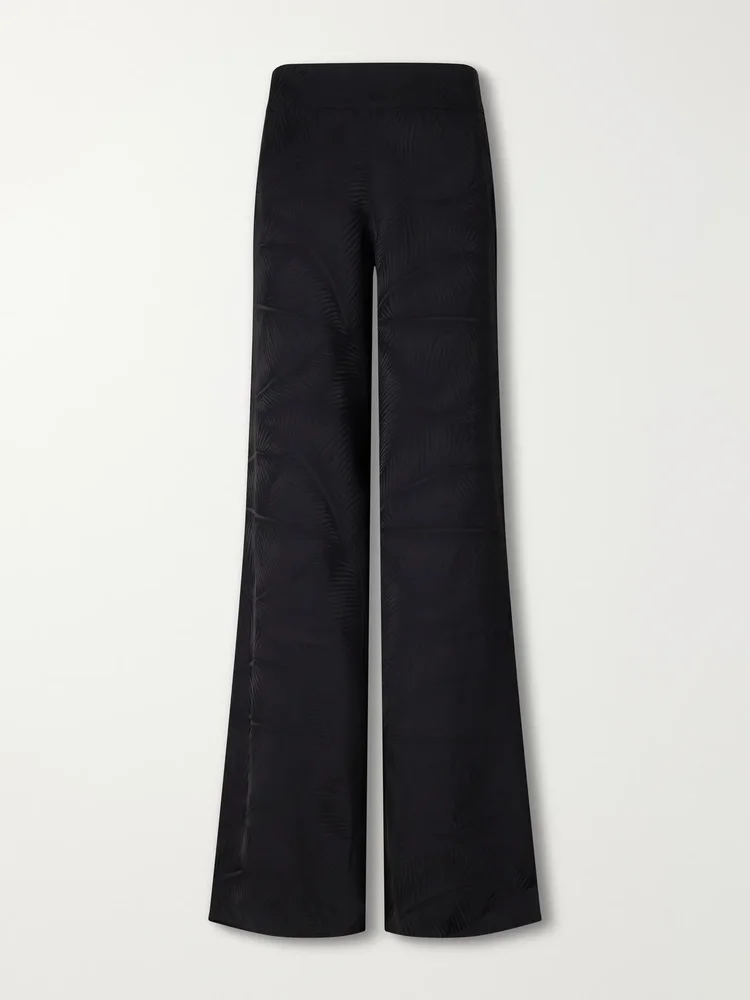 Laidback Energy satin-jacquard high-waist wide-leg pants