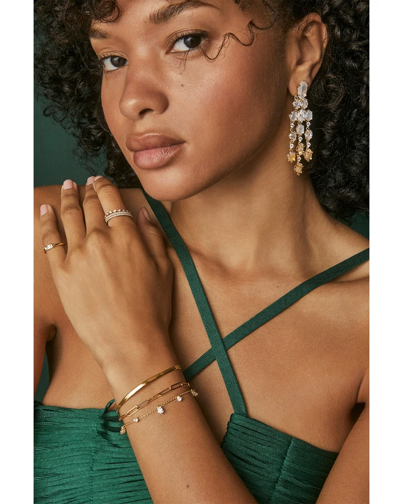 Crystal Charm Chain Link Bracelet