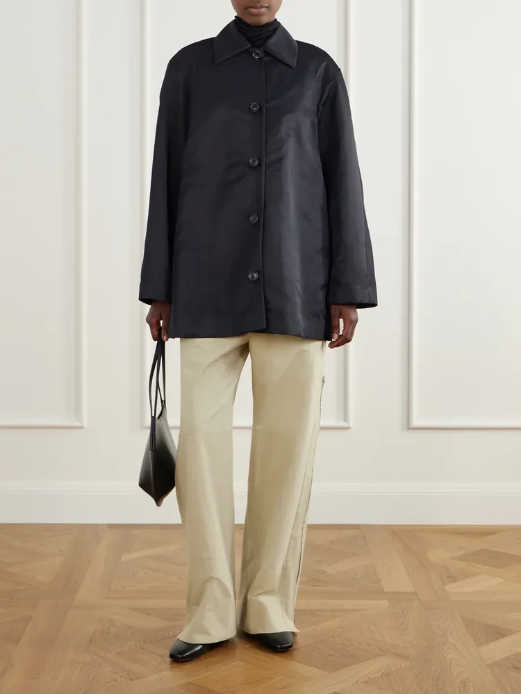 Recycled satin trench