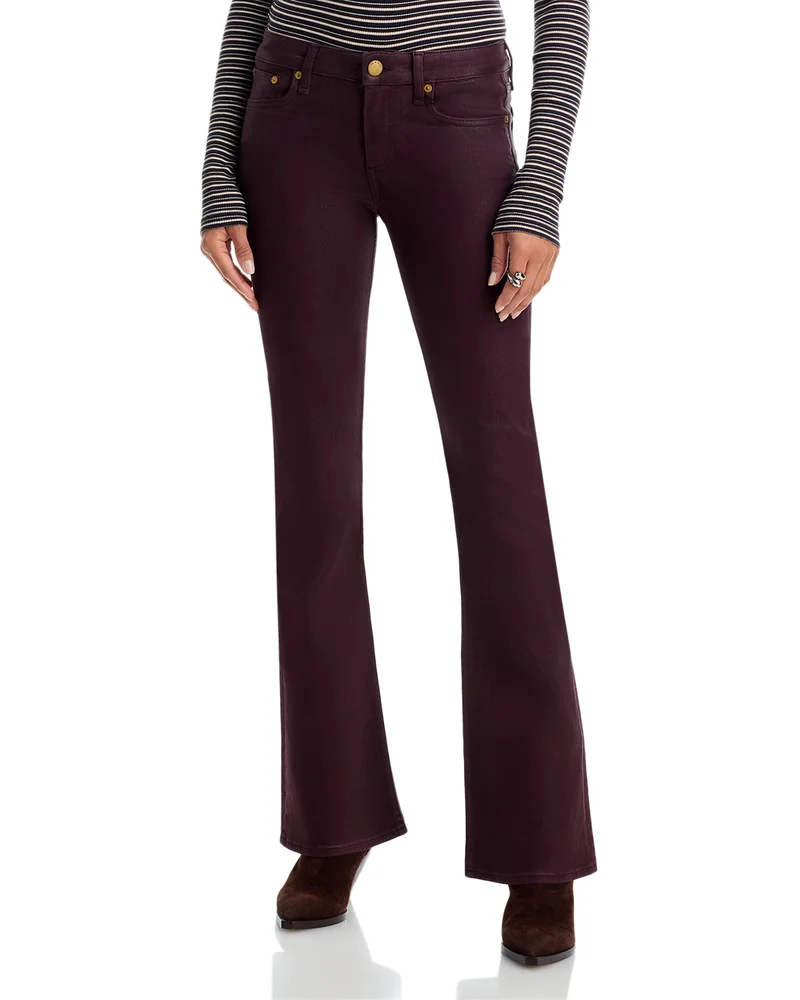 Flexi Kinsley High Rise Bootcut Jeans in Coated Burgundy