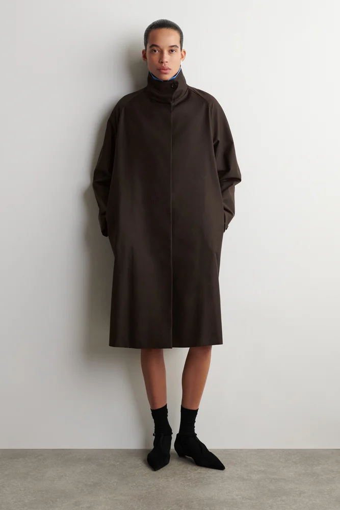 OVERSIZED COLLAR DISTRESSED FAUX LEATHER PUFFER COAT - BROWN