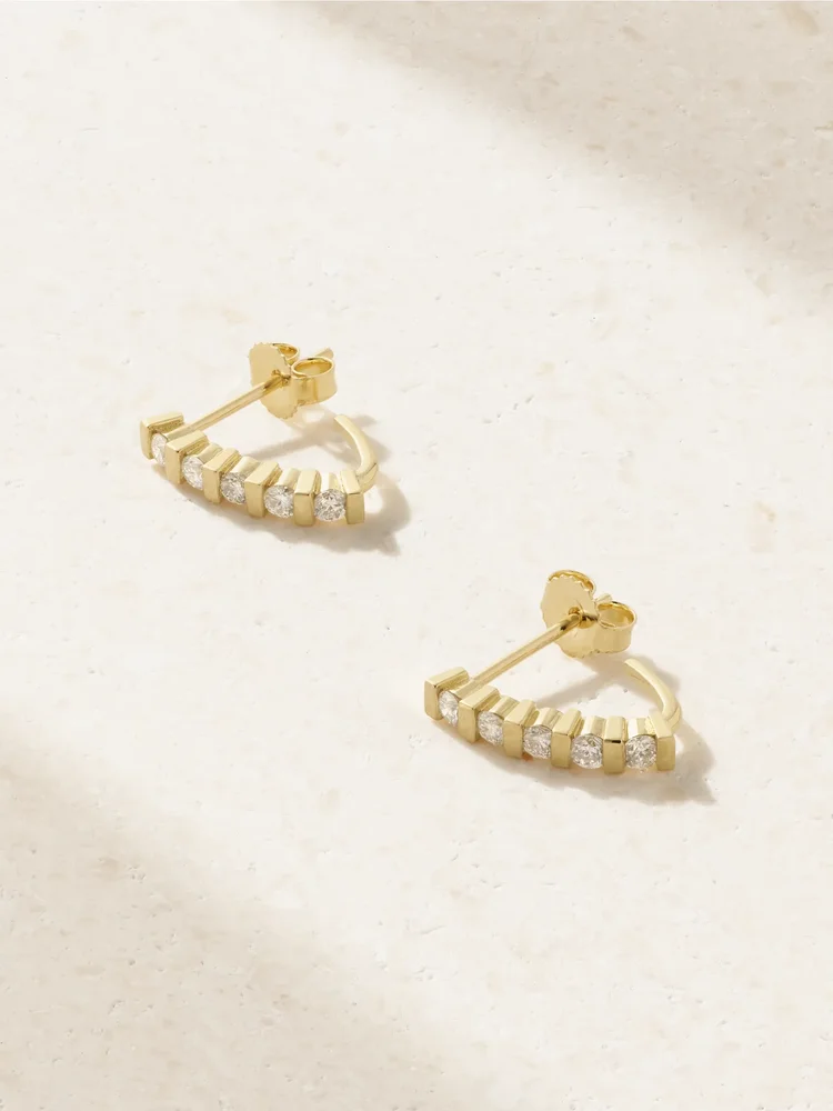 Edith 18-karat gold diamond hoop earrings