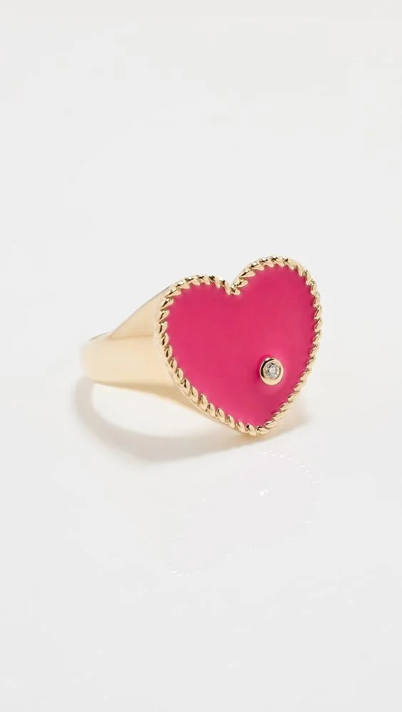 Neon Rose Gold Heart Signet Ring