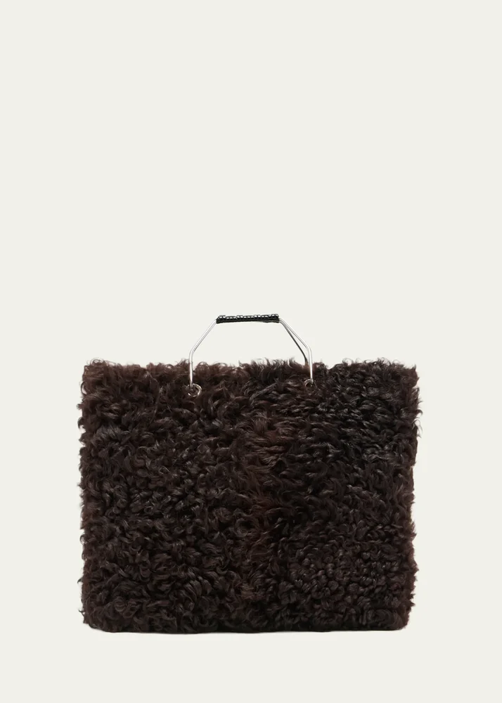 Big Shearling Shopper Top-Handle Bag