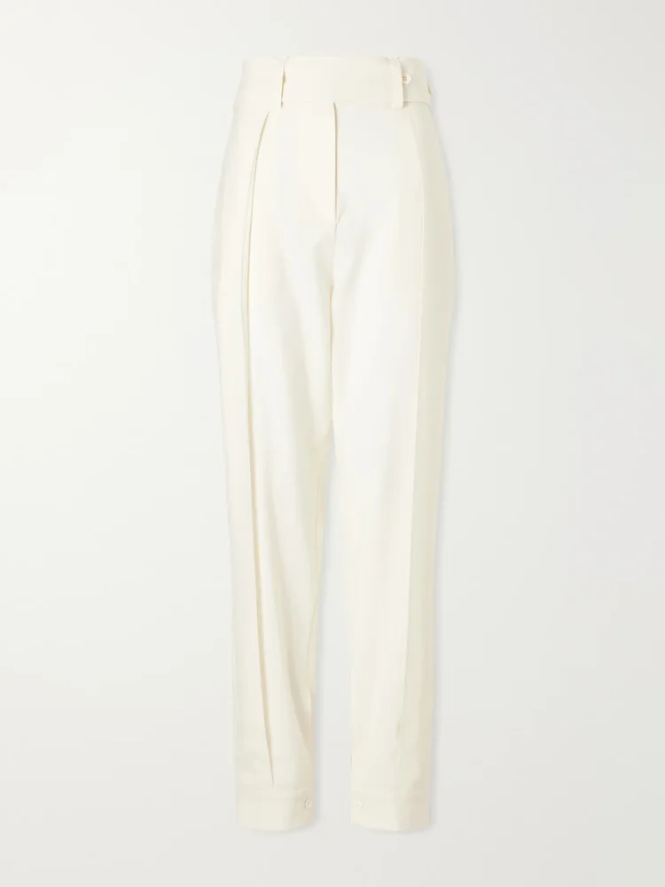 Clio belted wool straight-leg pants