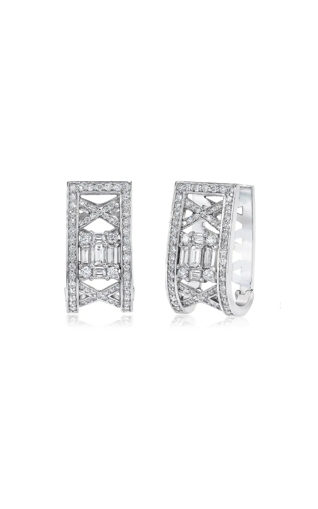 Clarity 18k White Gold Lattice Diamond Earrings