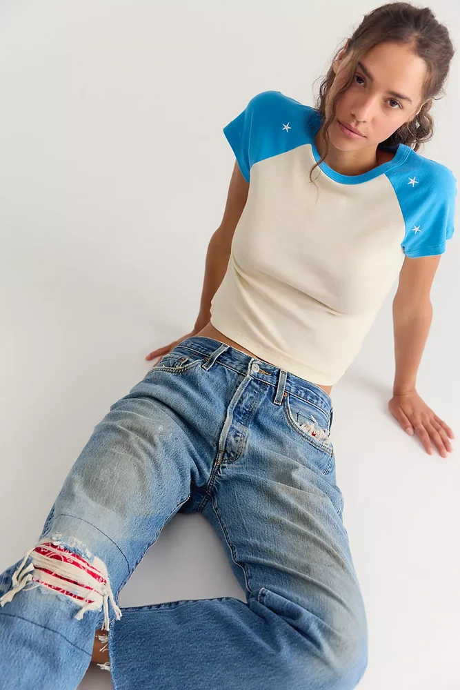 Star Cropped Raglan Sleeve Tee