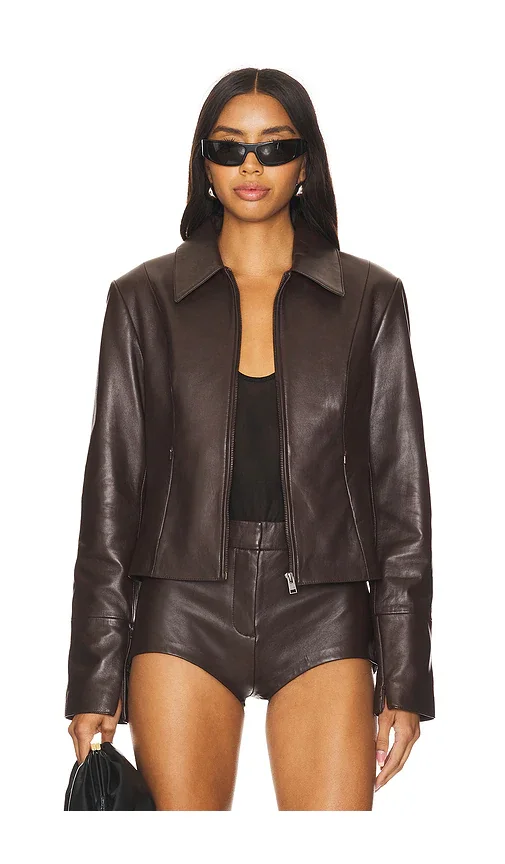 CAROLINA | Leather Ruffle Sleeve Jacket
