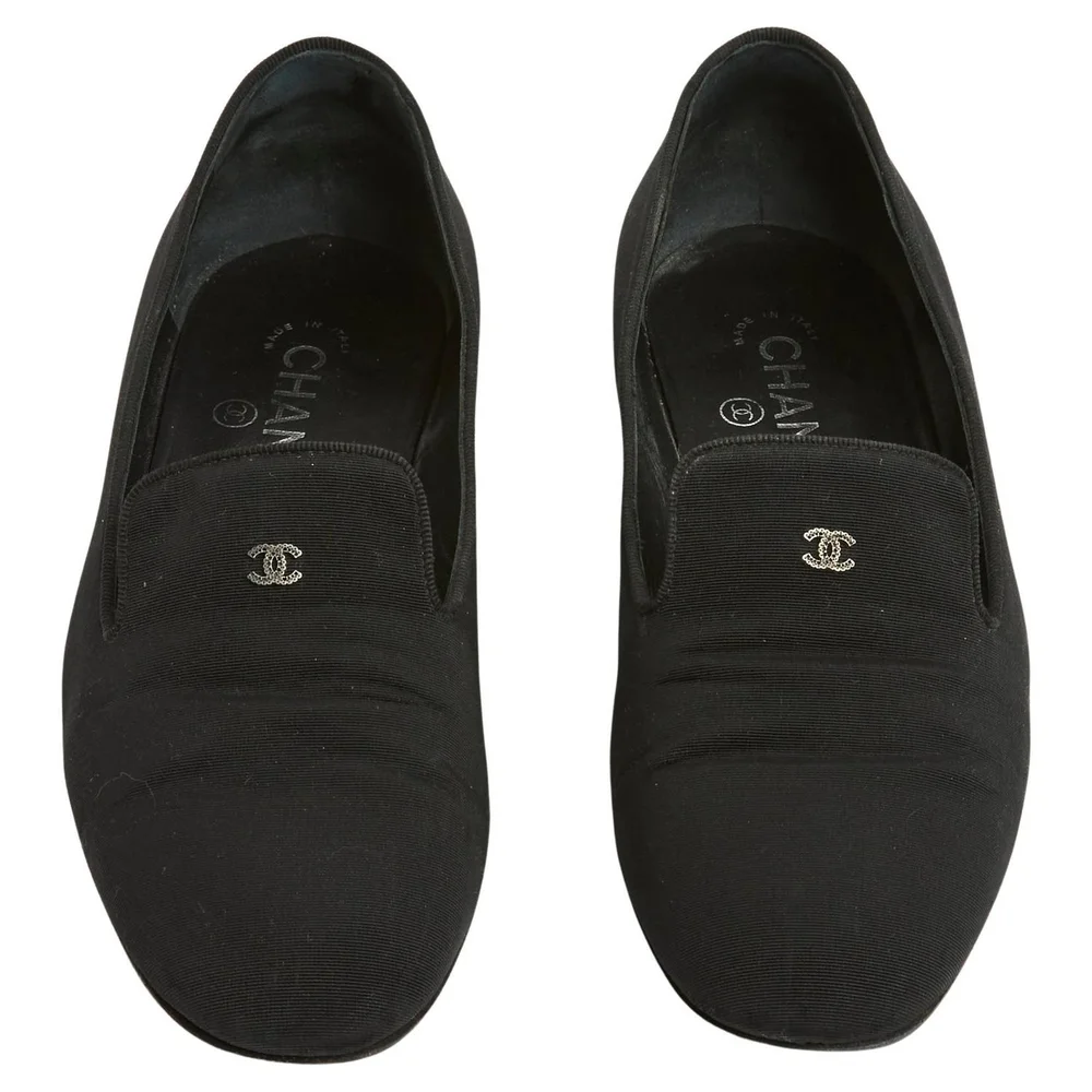 Pre-Owned Black Ottoman CC Mocassins Loafers