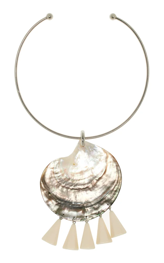 Nacre Rhodium-Plated Resin And Shell Necklace