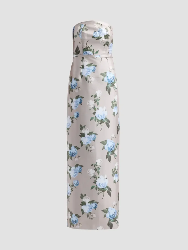 Sophia Floral Strapless Column Gown