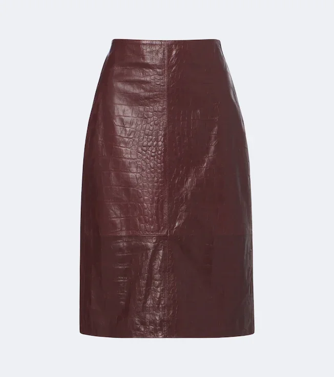 Nathaly croc-effect leather midi skirt
