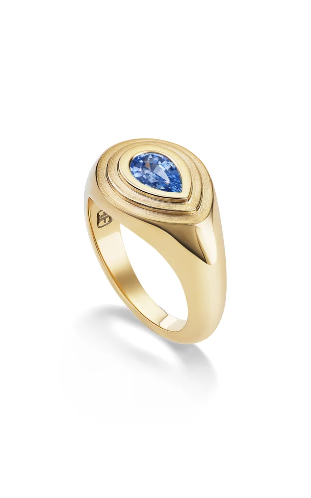 14K Yellow Gold Sapphire Pinky Ring