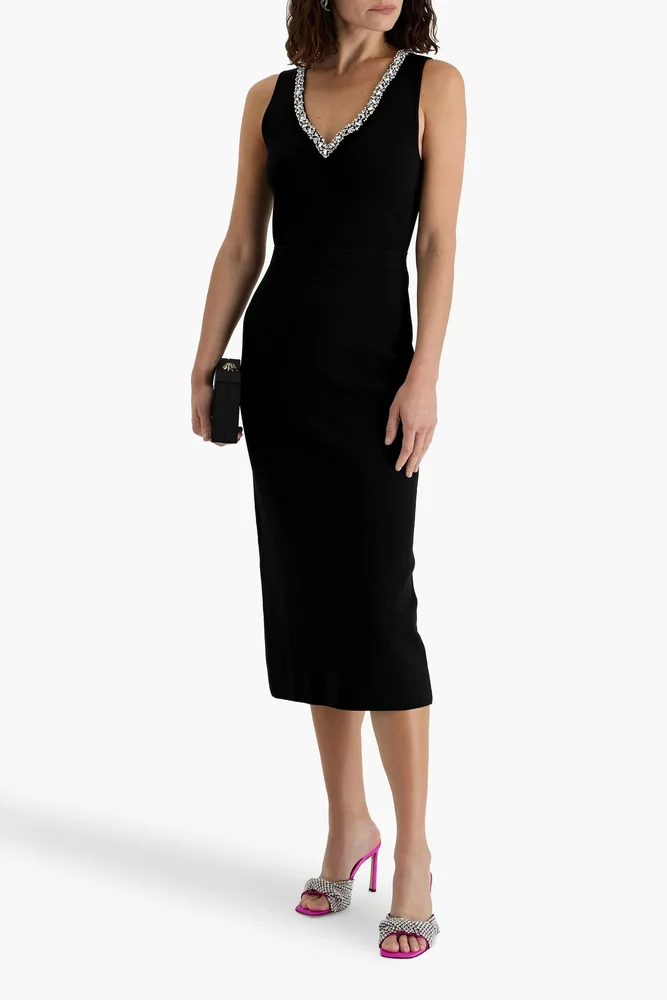 SIMKHAI — Khari Crystal-Embellished Stretch-Knit Midi Dress
