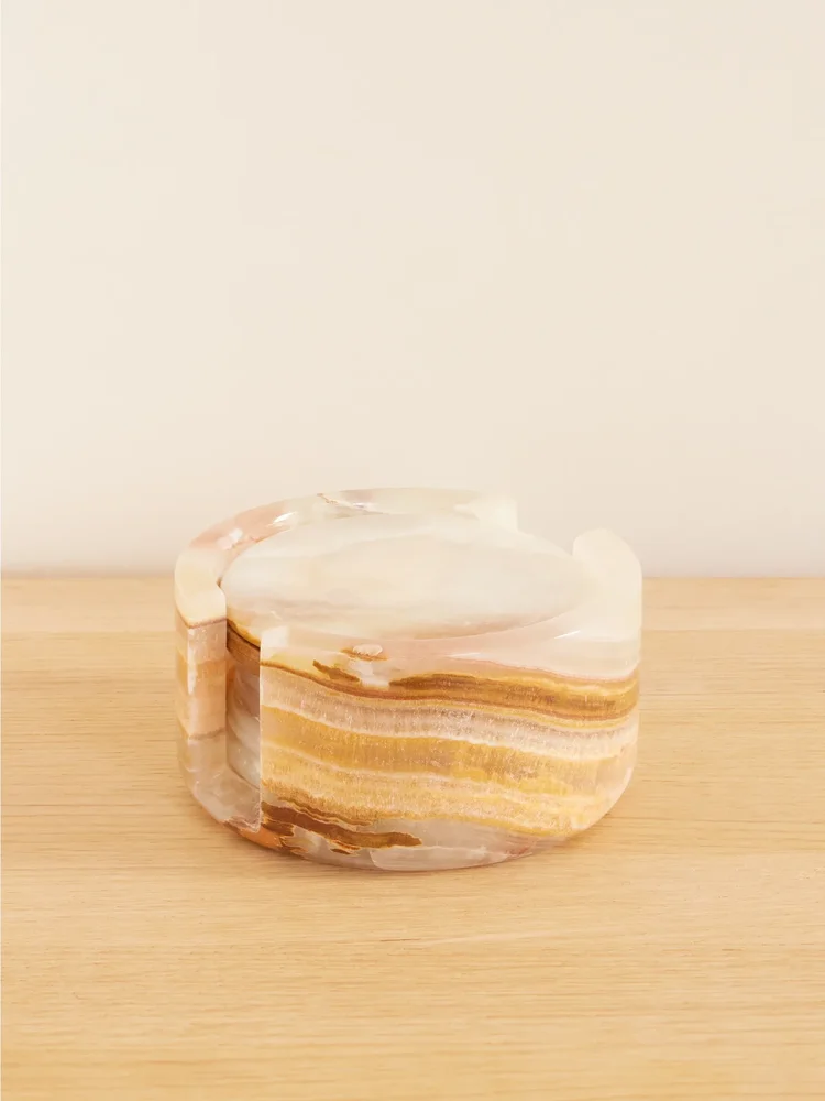 Set of three onyx coasters