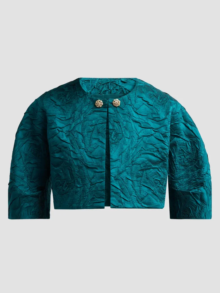 Jacquard Embossed Cropped Bolero Jacket