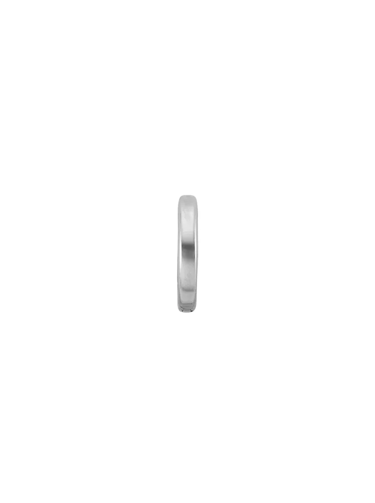 14K Plain Huggie Earring, 14K White Gold