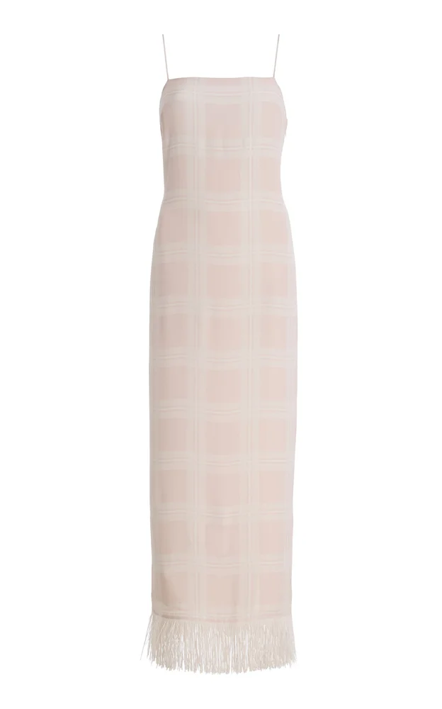 Exclusive La Isla Lola Fringed Plaid Crepe Midi Dress