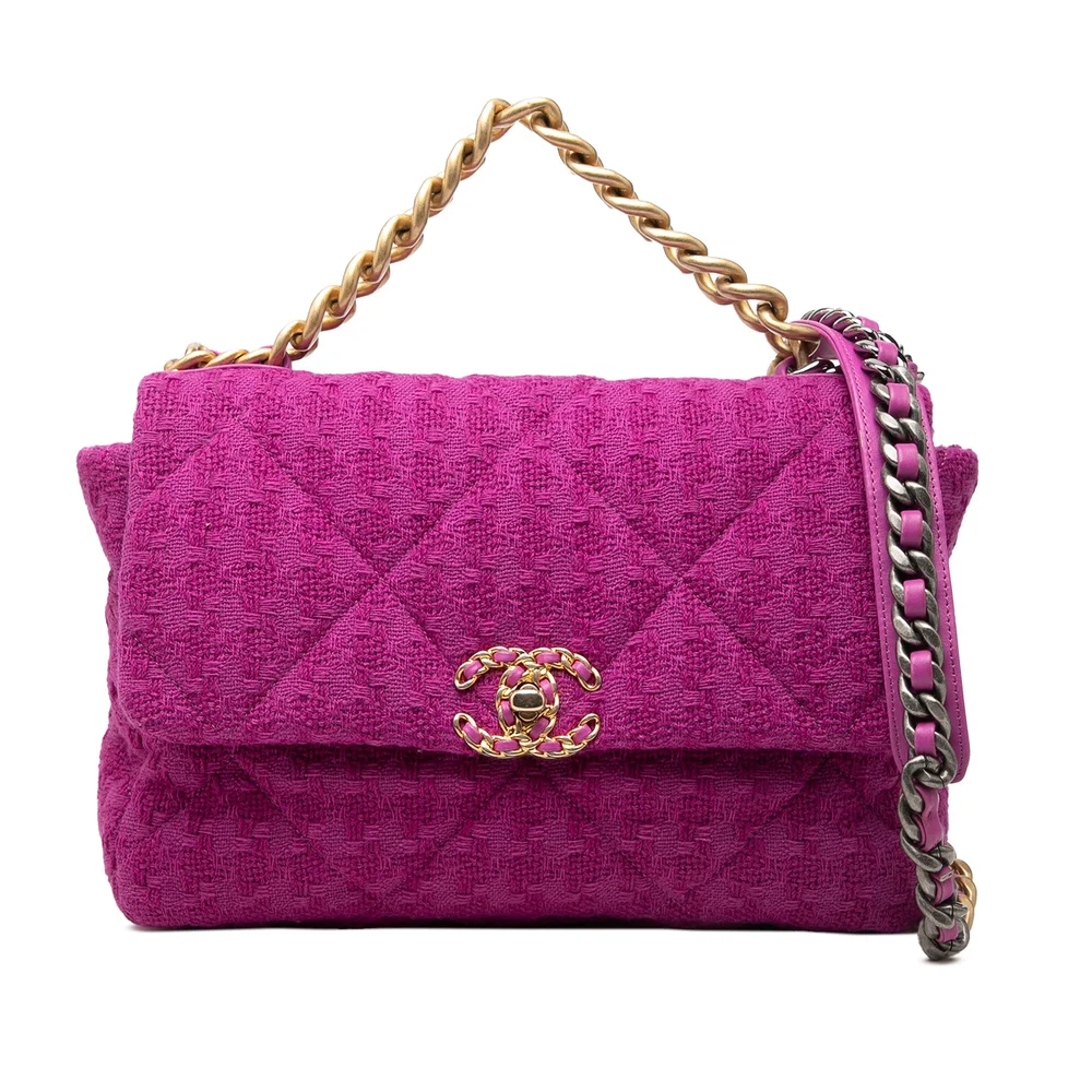 Pre-Owned Chanel 19 Flap Bag Quilted Denim Large