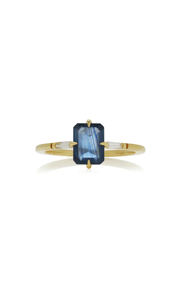 Cerulean 14K Yellow Gold Sapphire, Diamond Ring