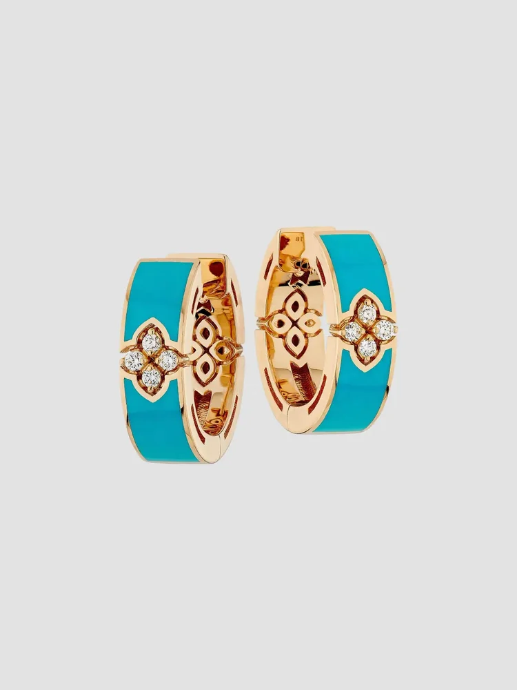 Love In Verona 18K Rose Gold, Enamel & 0.06 TCW Diamond Hoop Earrings