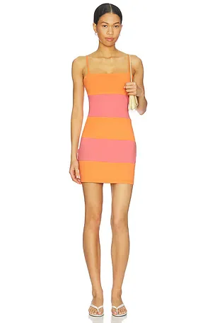 String Colorblock Mini Dress