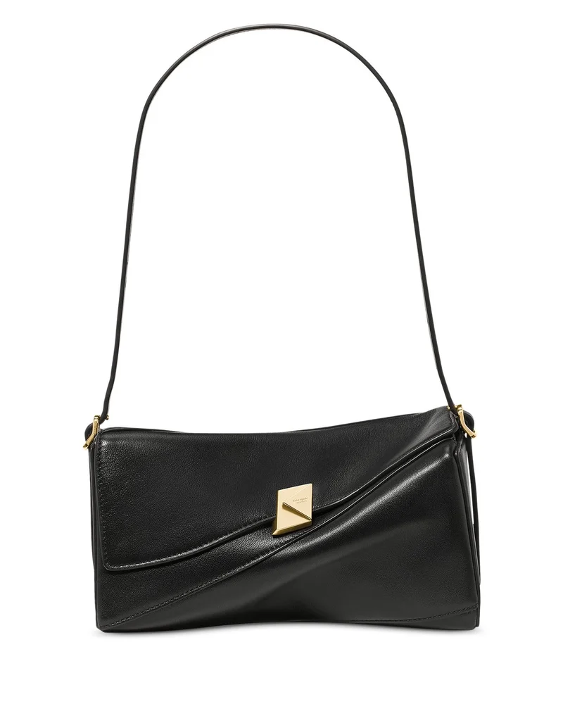 Deco Leather Twisted Flap Shoulder Bag