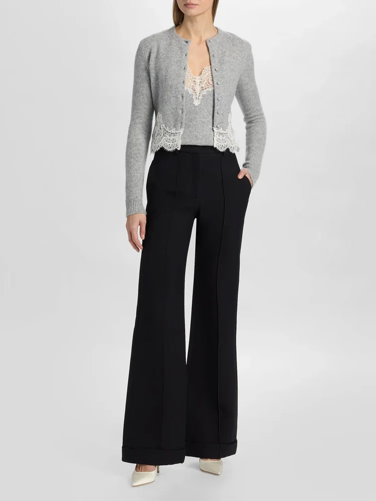 Briar Lace-Trim Cashmere Crop Cardigan