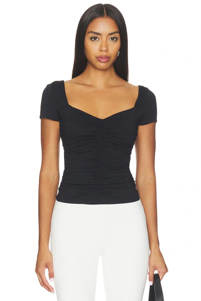Sweetheart Shortsleeve Gathered Top