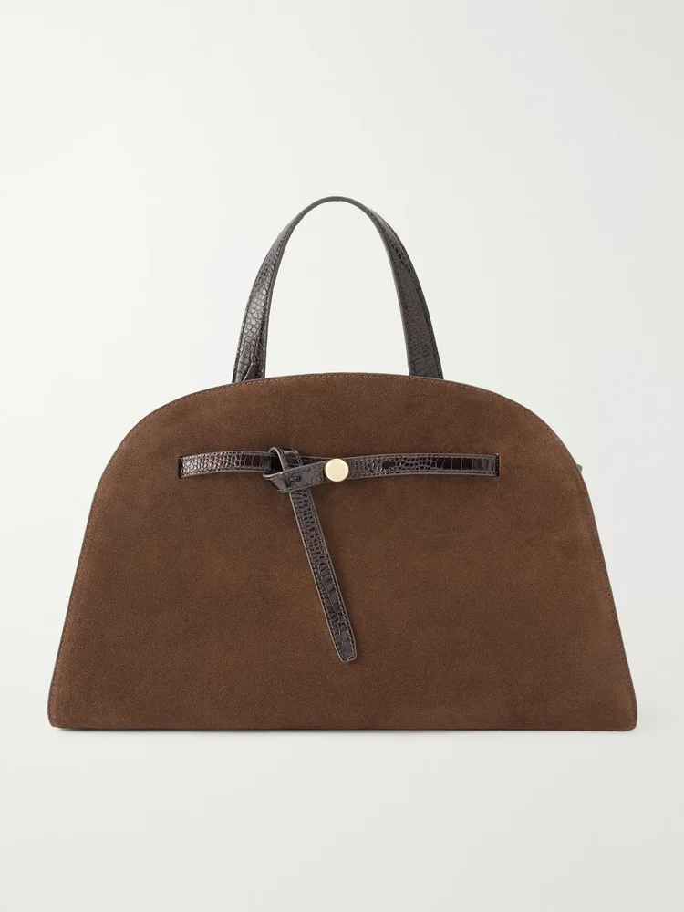 Romy Bauletto leather-trimmed suede leather tote