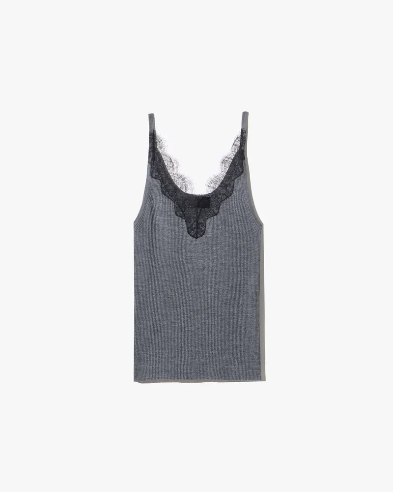 Aronia Sweater Silk Tank in Dark Grey Melange