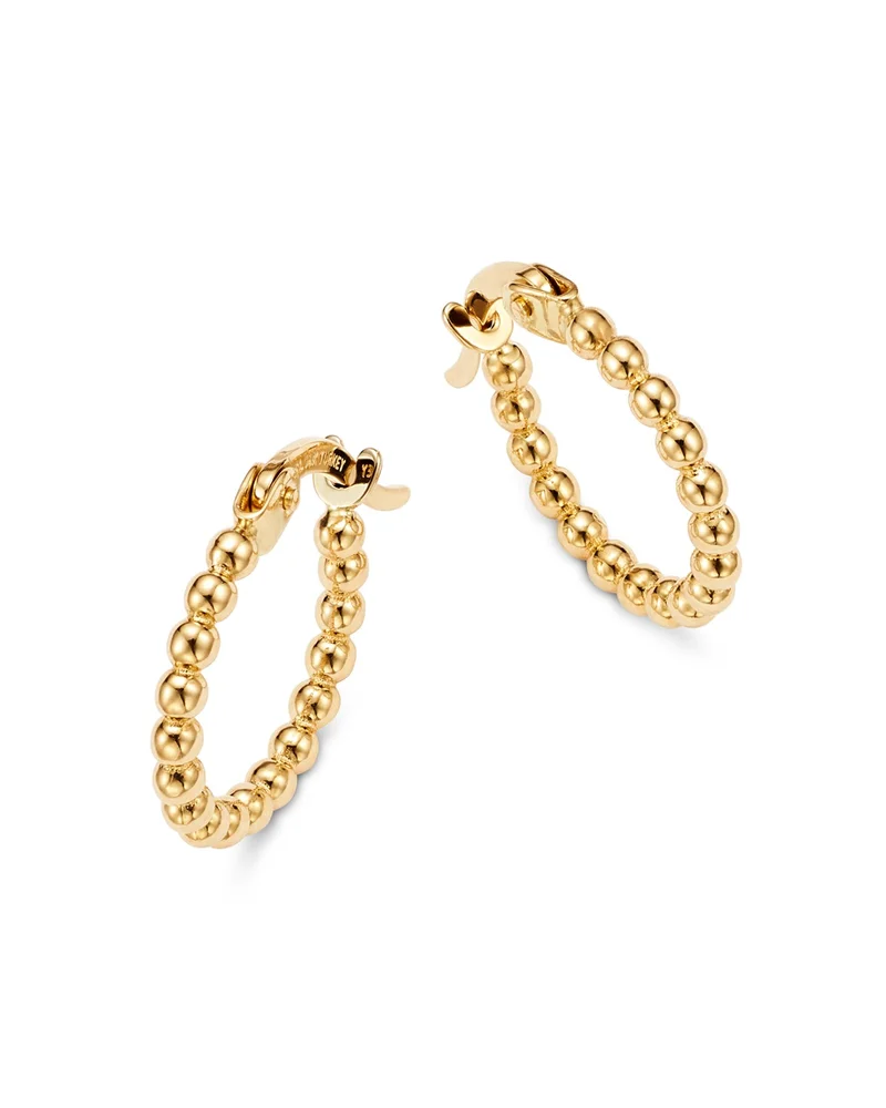 Beaded Hoop Earrings in 14K Yellow Gold