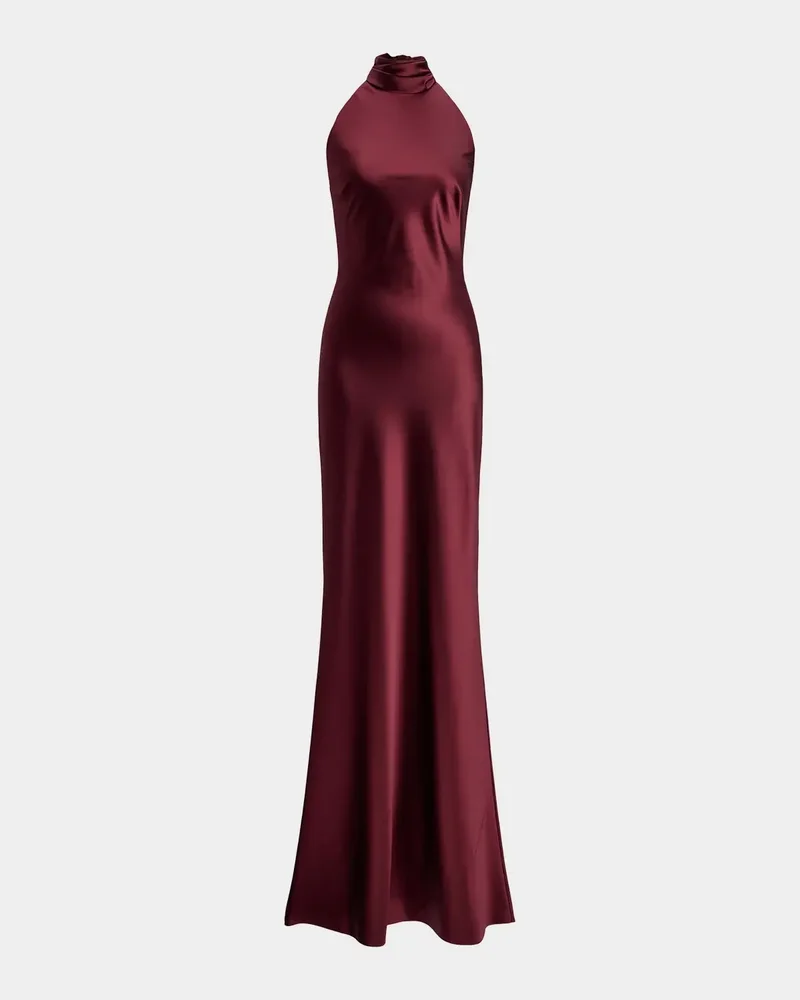 Chilton Satin Halter Evening Dress