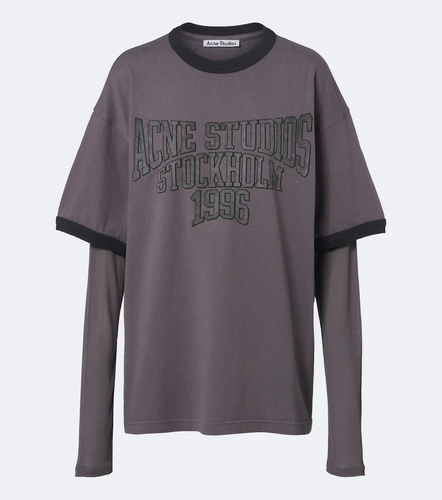 Layered printed cotton jersey T-shirt
