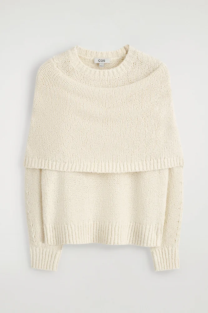Layered Shawl Merino-cashmere Sweater
