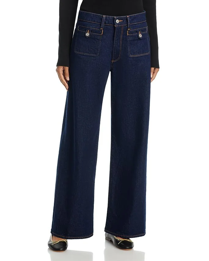 Anessa 31-inch Welt Stitch Pocket High Rise Wide Jeans in Amora