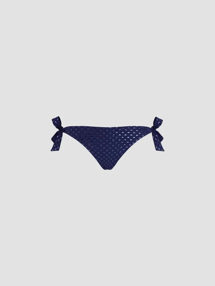 Flamme Relief Glitter Stretch Jersey Side-Tie Bikini Bottom