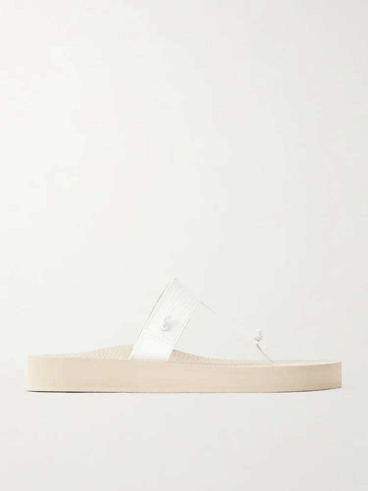 edge lizard effect leather flip flops