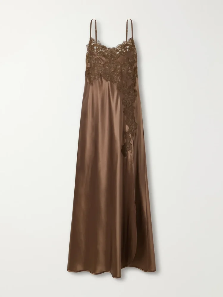 Grimilde lace-trimmed silk maxi dress