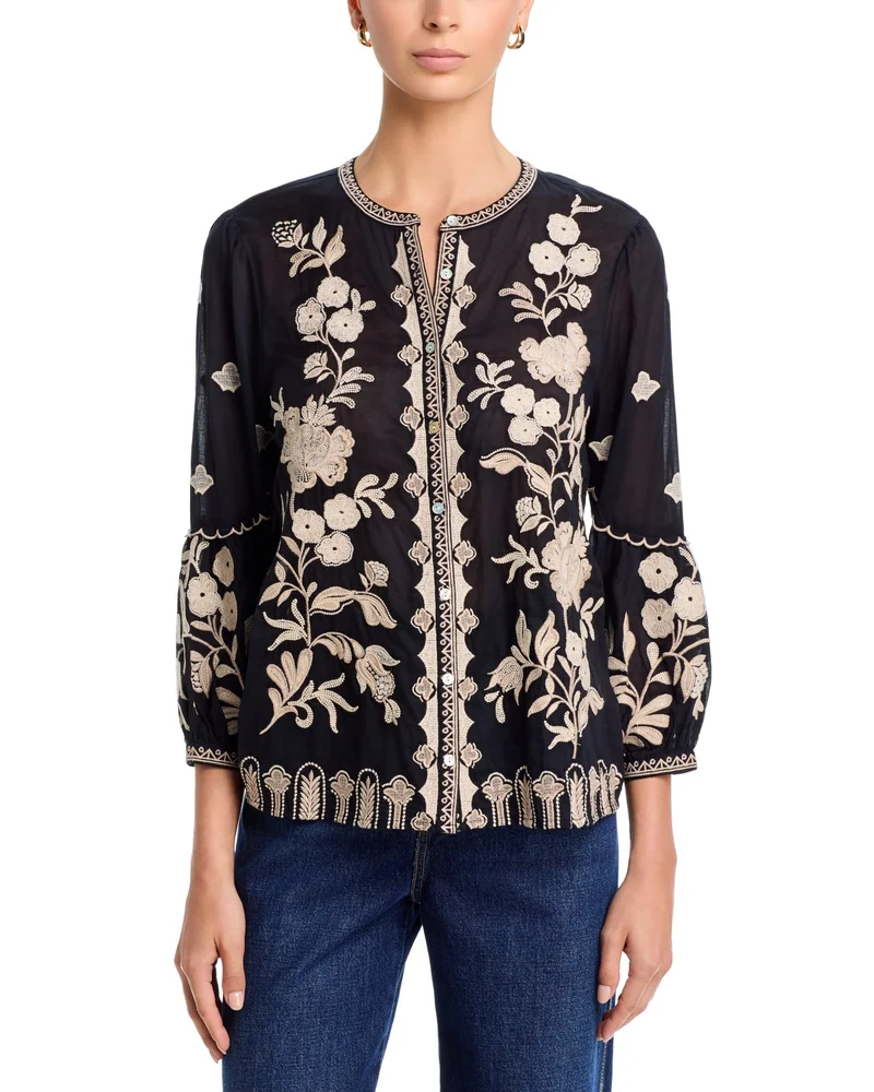 Soretta Scallop Sleeve Cotton Blouse