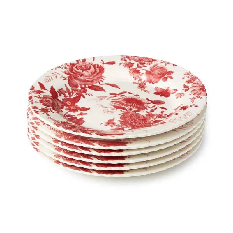 Gabrielle Rose Porcelain Salad Plate, Set of 6