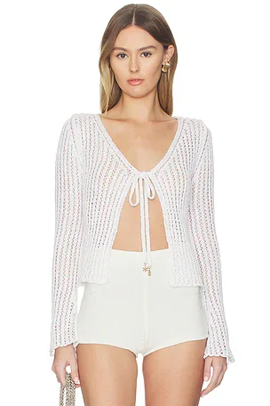 Fernanda Crochet Cardigan - Salt Sequin
