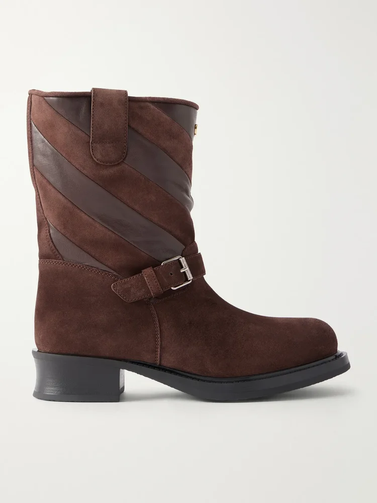 rayons 40 leather trimmed suede ankle boots