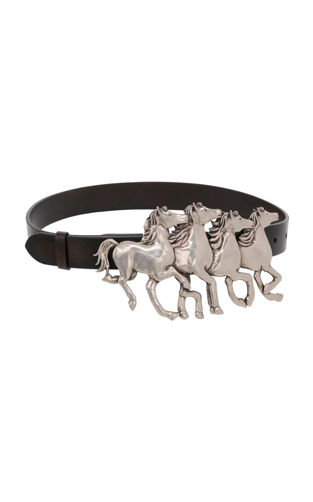 Running Horses Leather Belt