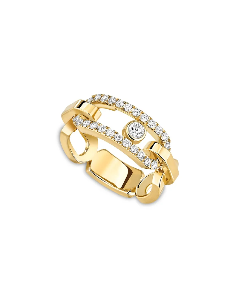 18K Gold Move Link Diamond Openwork Ring, 0.45 tcw