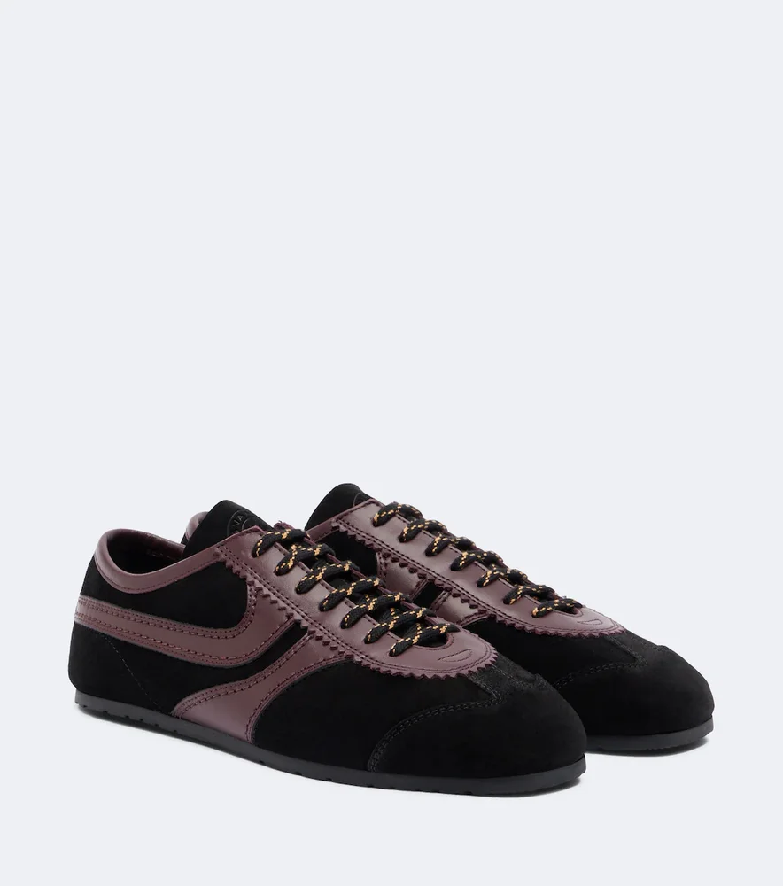 Suede and Leather Sneakers, Black
